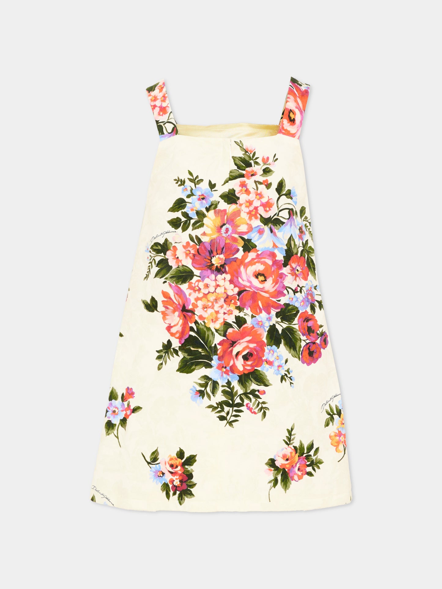 Vestito bianco per bambina con stampa floreale,Dolce & Gabbana Kids,L54DI0 FSFOZ HA5ZO