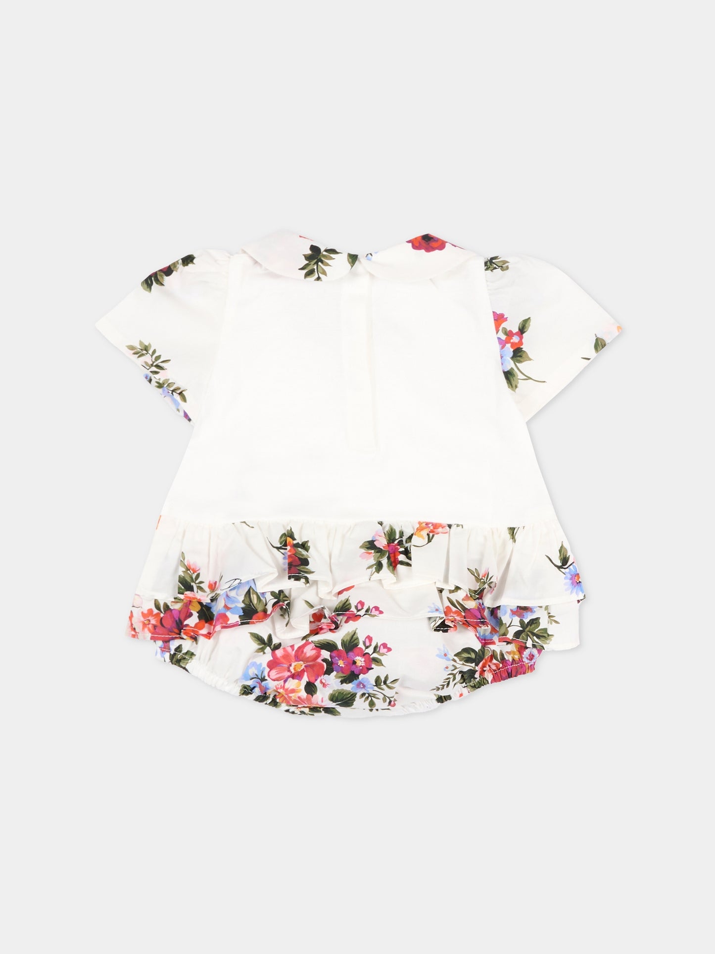 Pagliaccetto bianco per neonata con stampa floreale,Dolce & Gabbana Kids,L21O9O G7PZM S9000