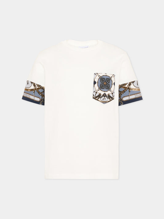 T-shirt bianca per bambino con stampa corde,Dolce & Gabbana Kids,L4JTJV II7JW HT5XB