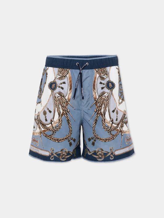 Boxer mare multicolor per bambino stampa marina,Dolce & Gabbana Kids,L4J850 ON0CO HT5XB