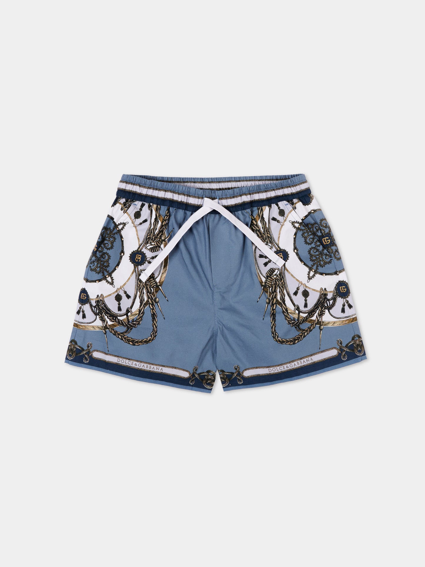 Shorts multicolor per neonato con stampa corde,Dolce & Gabbana Kids,L14Q07 FI5NQ HT5XB