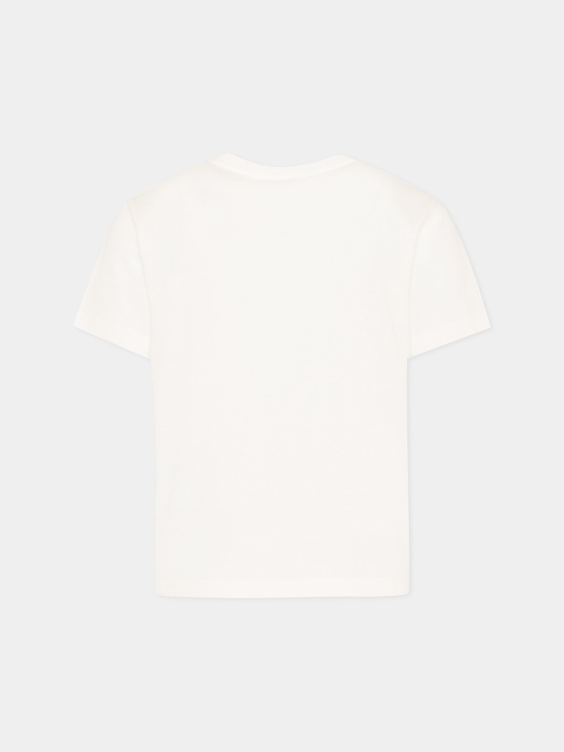 T-Shirt bianca per bambina con ortensia,Dolce & Gabbana Kids,L5JTNK G7P1G W0111