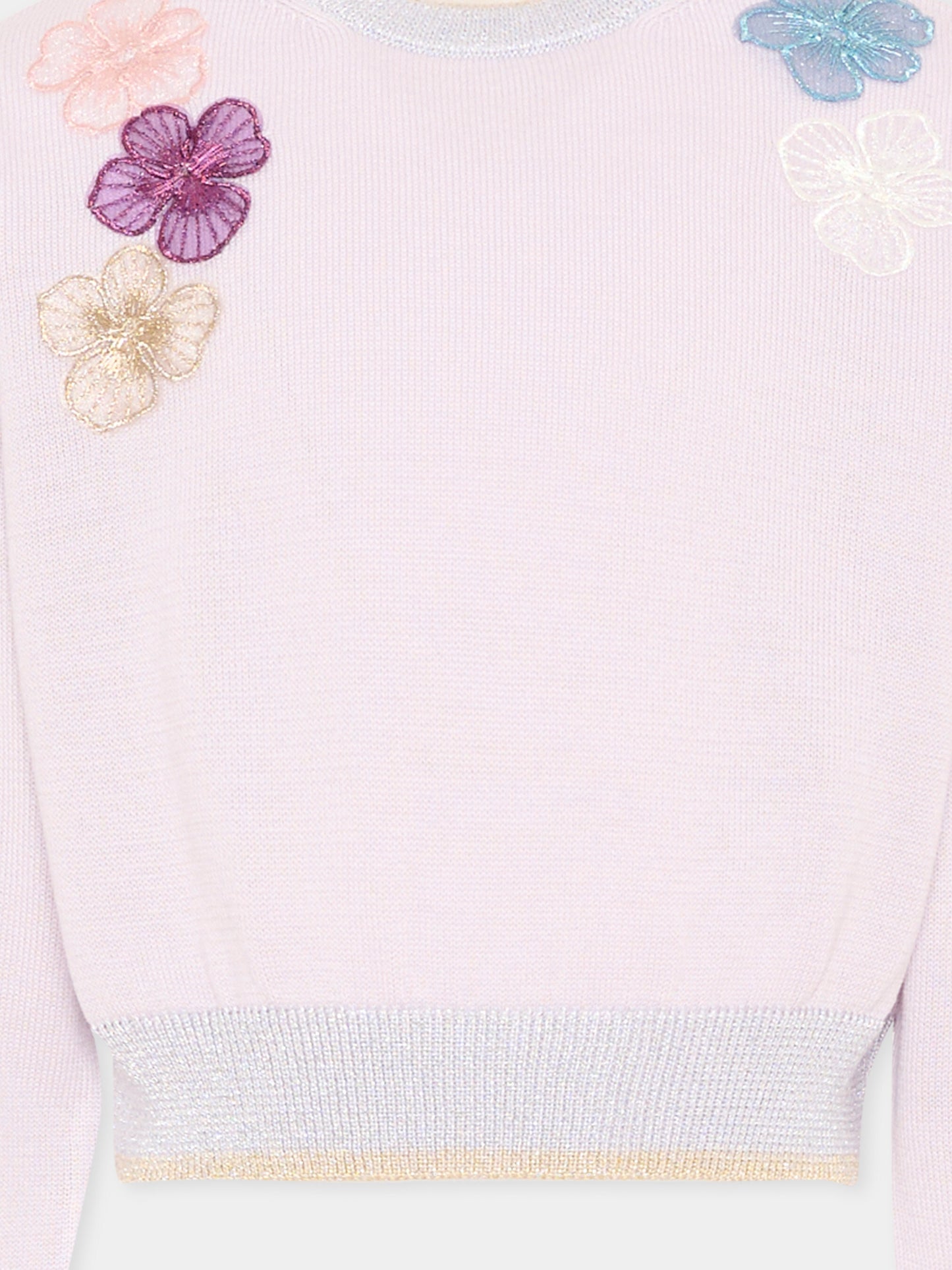 Maglione lilla per bambina con fiori,Simonetta,SY9A20-X0018 545