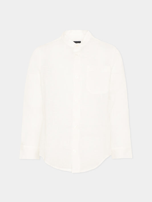 Camicia avorio in lino per bambino,Fay Kids,FY5P20 Z3681 101