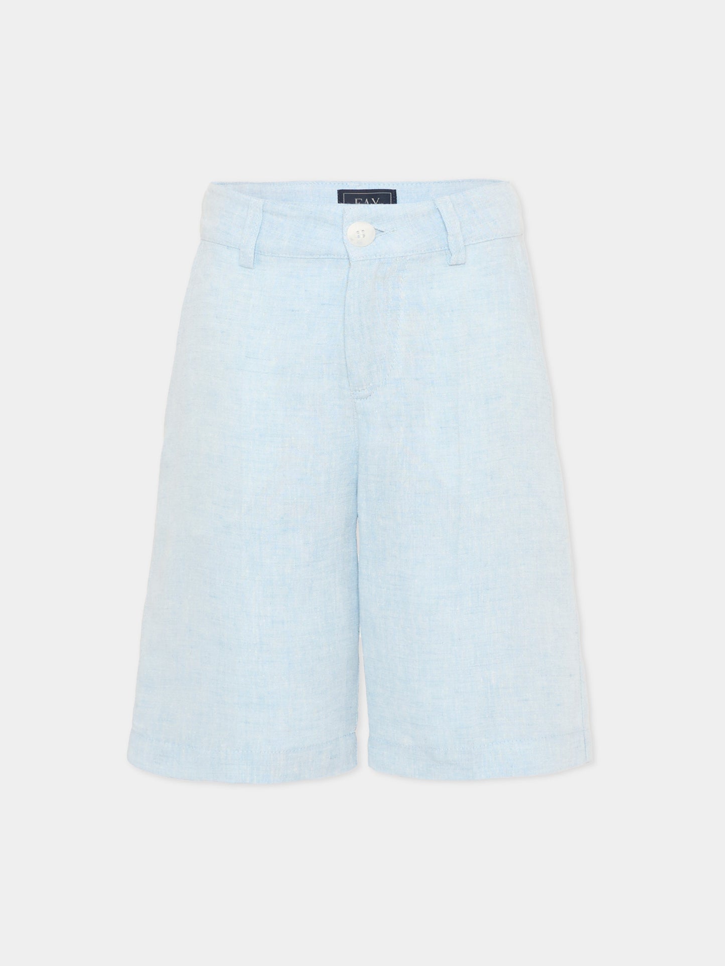 Shorts celeste per bambino in lino,Fay Kids,FY6P99 I0318 607