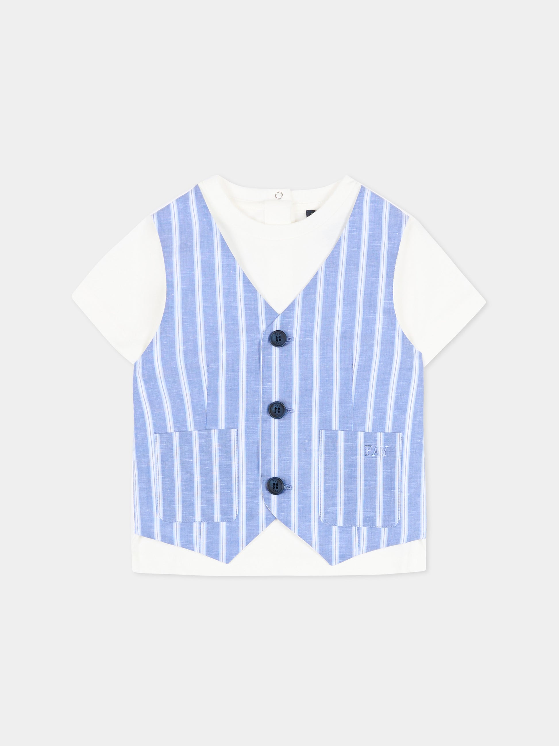 T-Shirt avorio con gilet per neonato,Fay Kids,FY8531 Z3708 101BL