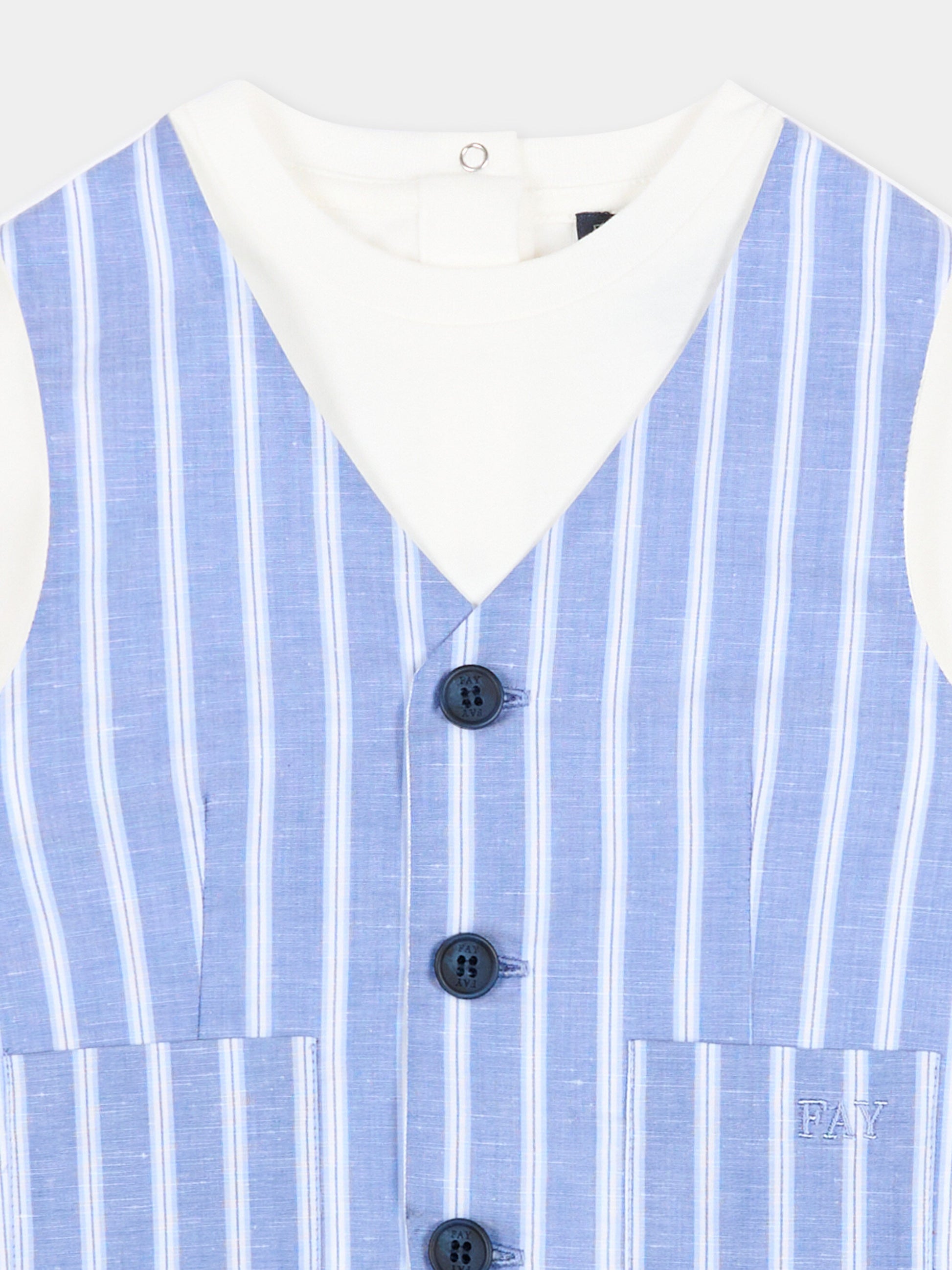 T-Shirt avorio con gilet per neonato,Fay Kids,FY8531 Z3708 101BL