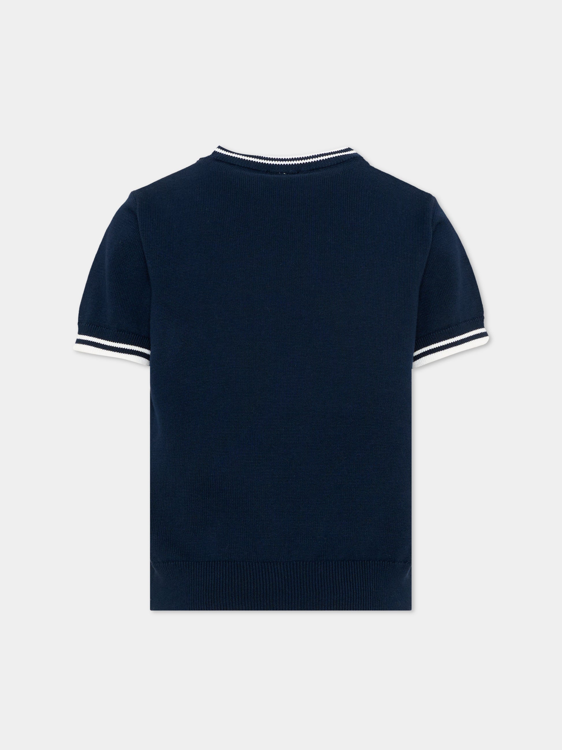 Maglia blu per bambino con logo,Fay Kids,FY9P21 Z3668 618