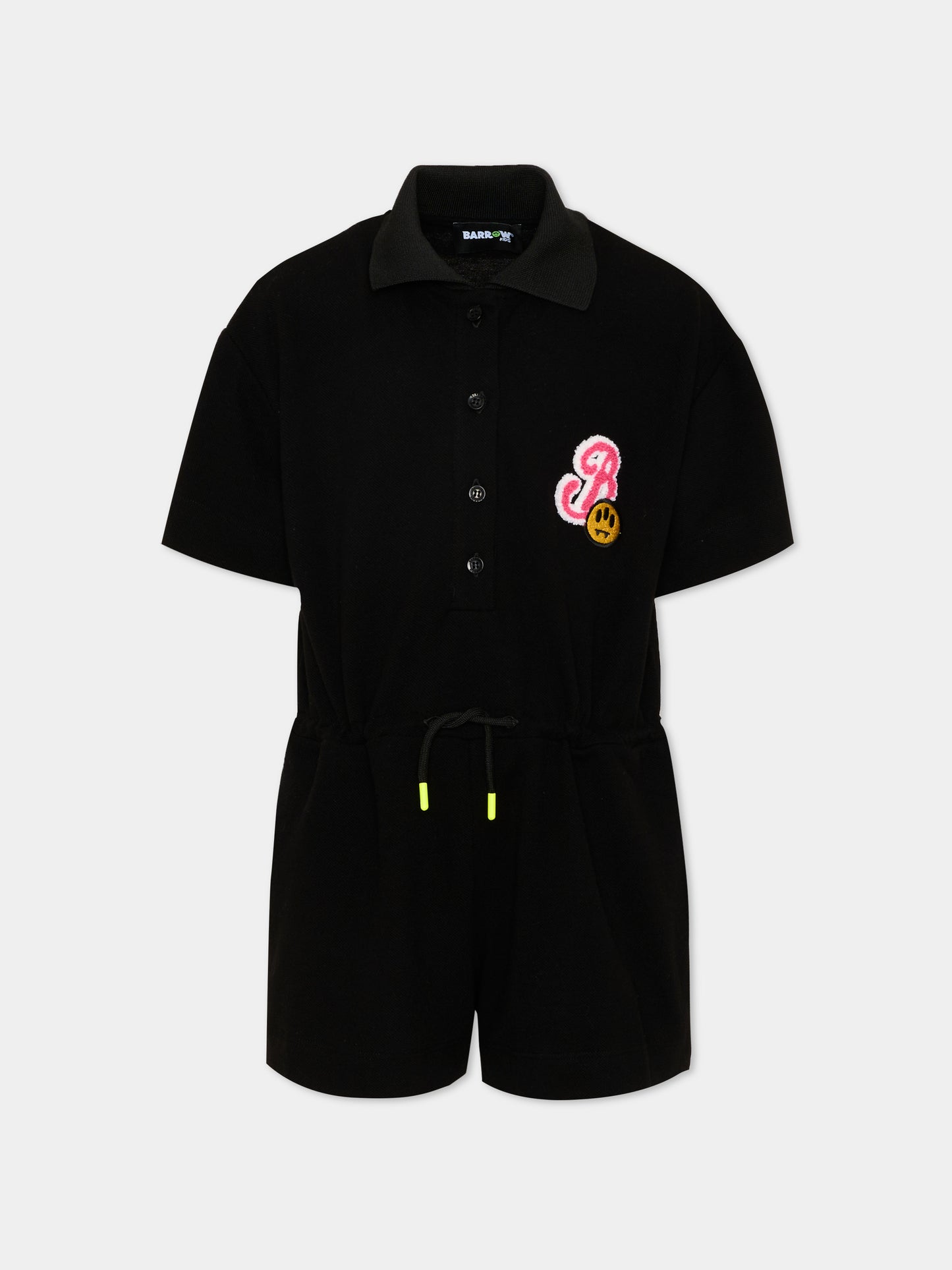 Jumpsuit nera per bambina con patch logo,Barrow,S6BKJGRS142 110