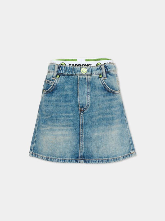 Gonna denim per bambina con logo fluo,Barrow,S6BKJGSK112 126