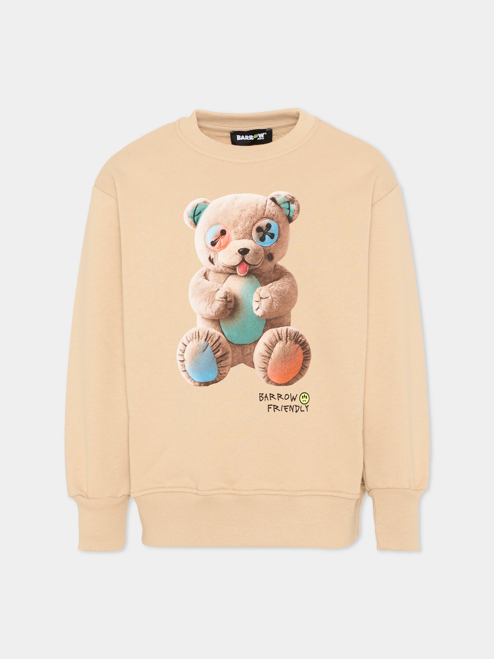 Felpa beige per bambini con orsetto,Barrow,S6BKJUSW005 092