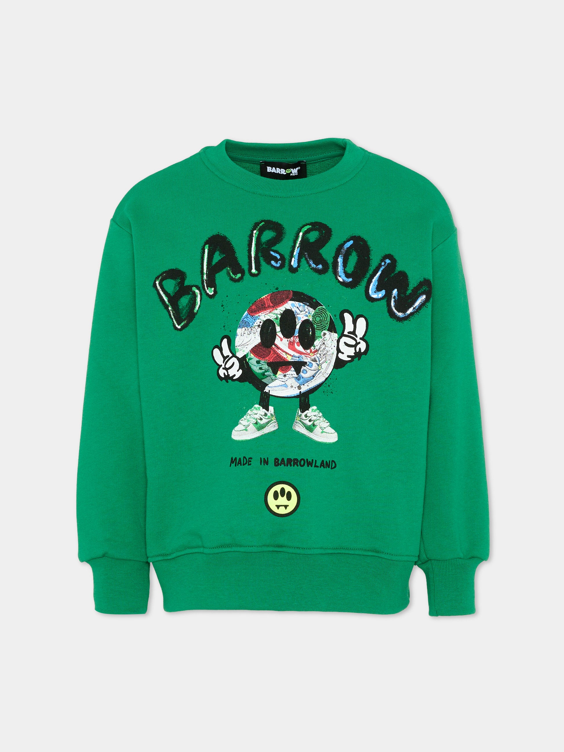 Felpa verde per bambino con smile,Barrow,S6BKJUSW098 080