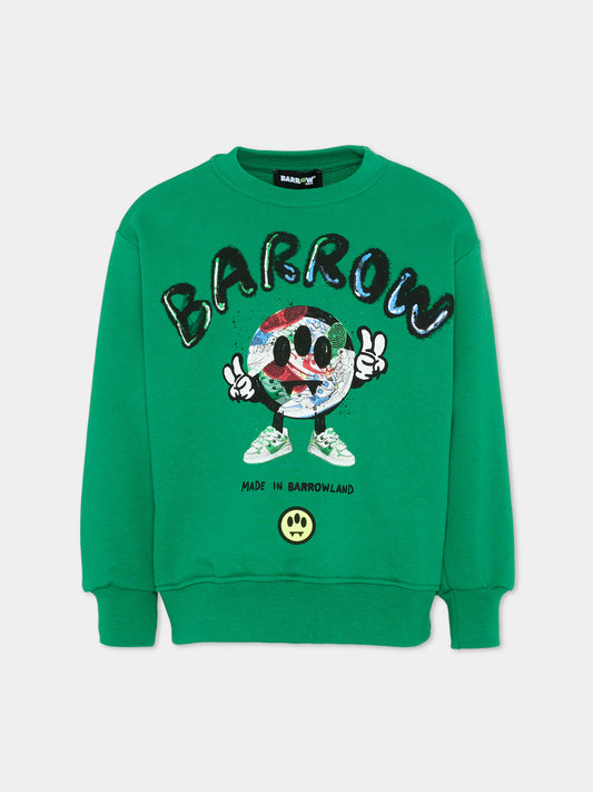 Felpa verde per bambino con smile,Barrow,S6BKJUSW098 080