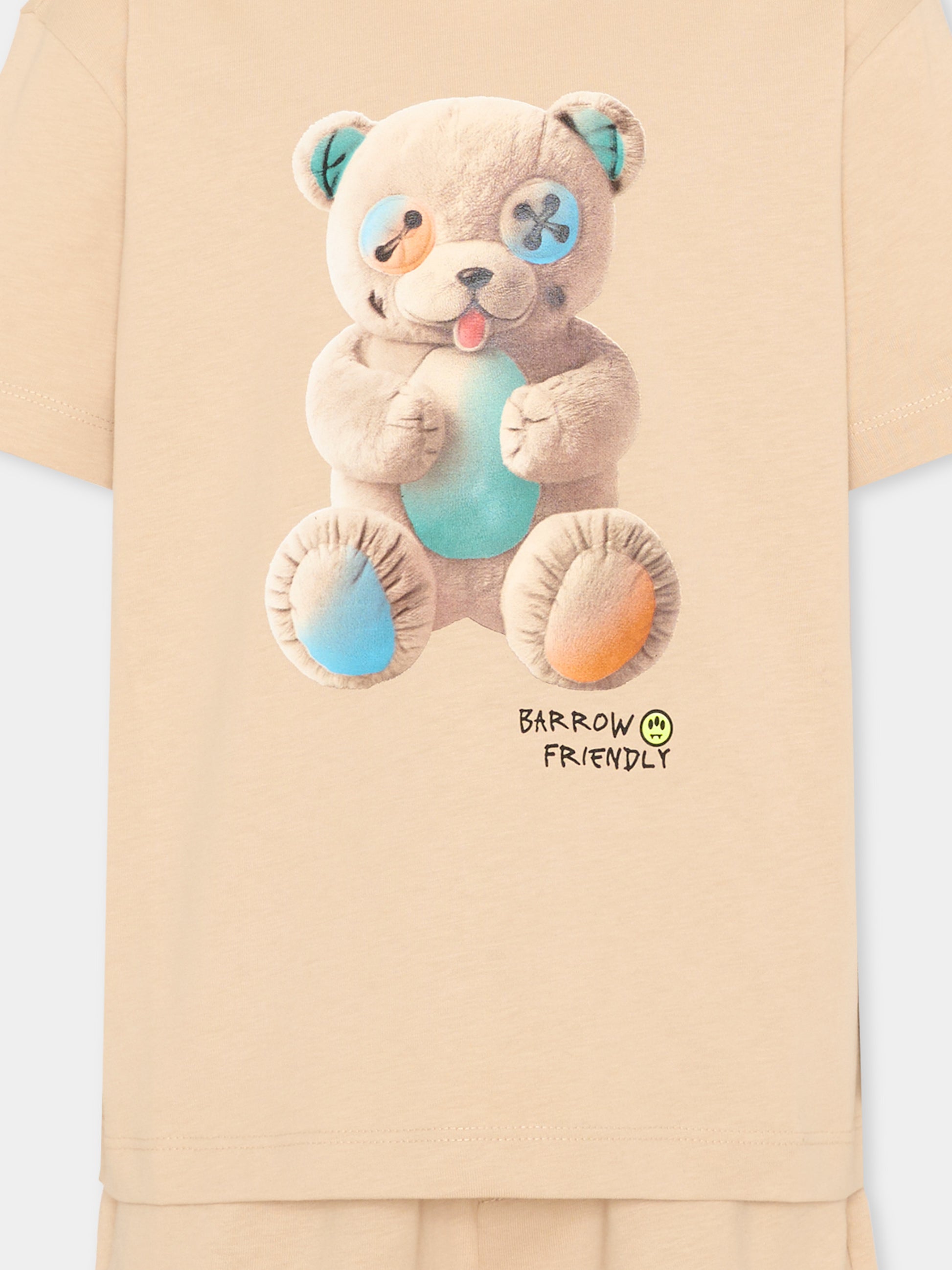 Completo sportivo beige per bambino con orsetto,Barrow,S6BKJUTB101 092