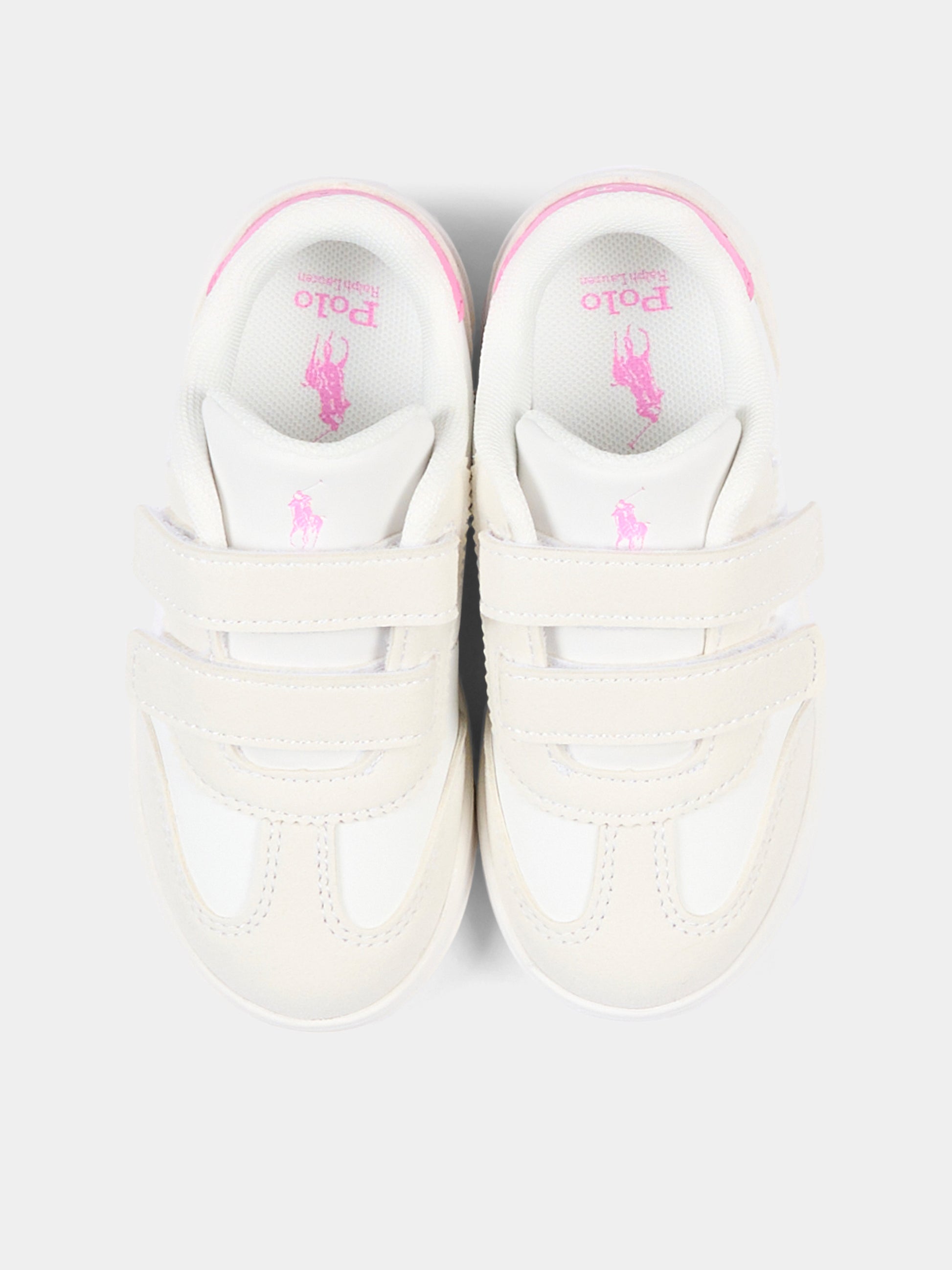 Sneakers bianche per bambina con Polo Pony,Ralph Lauren Kids,RL04949102