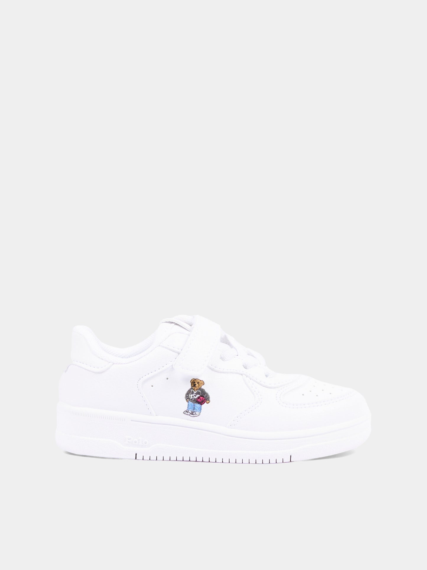 Sneakers bianche per bambini con Polo Bear,Ralph Lauren Kids,RL05004101