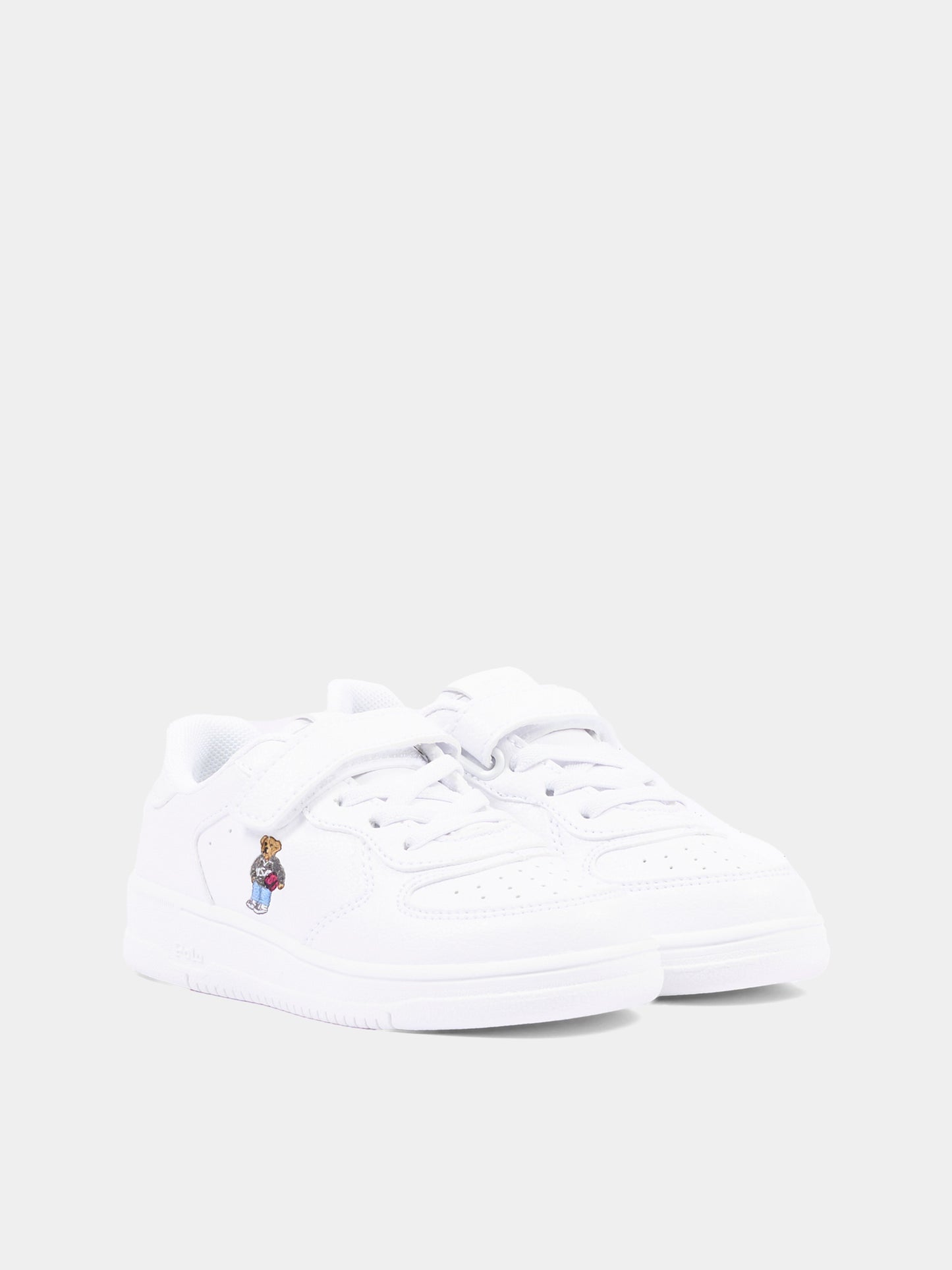 Sneakers bianche per bambini con Polo Bear,Ralph Lauren Kids,RL05004101