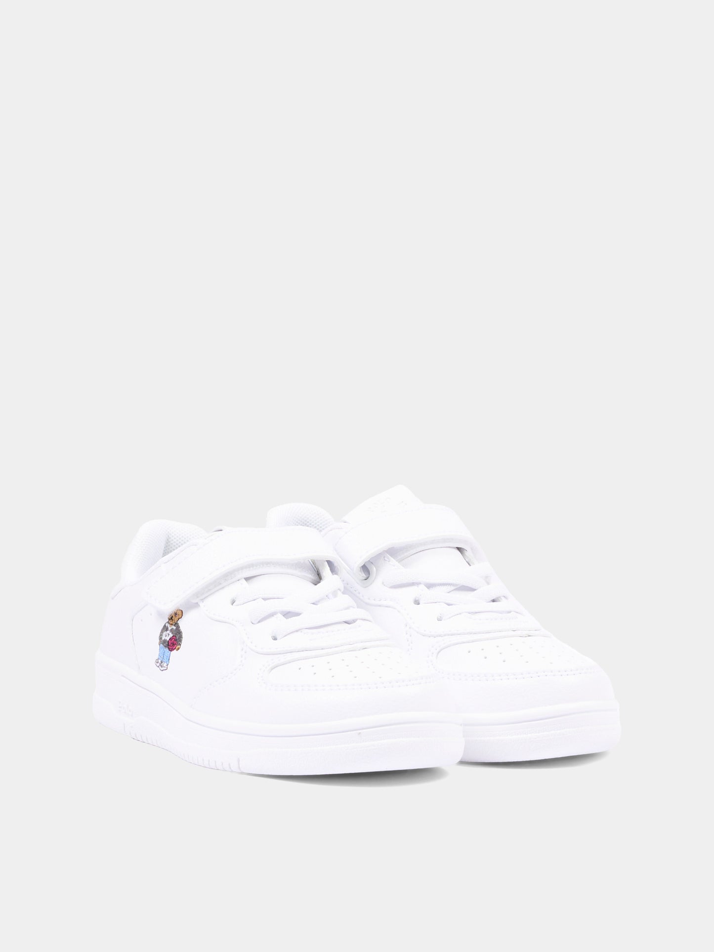 Sneakers bianche per bambini con Polo Bear,Ralph Lauren Kids,RL05011101
