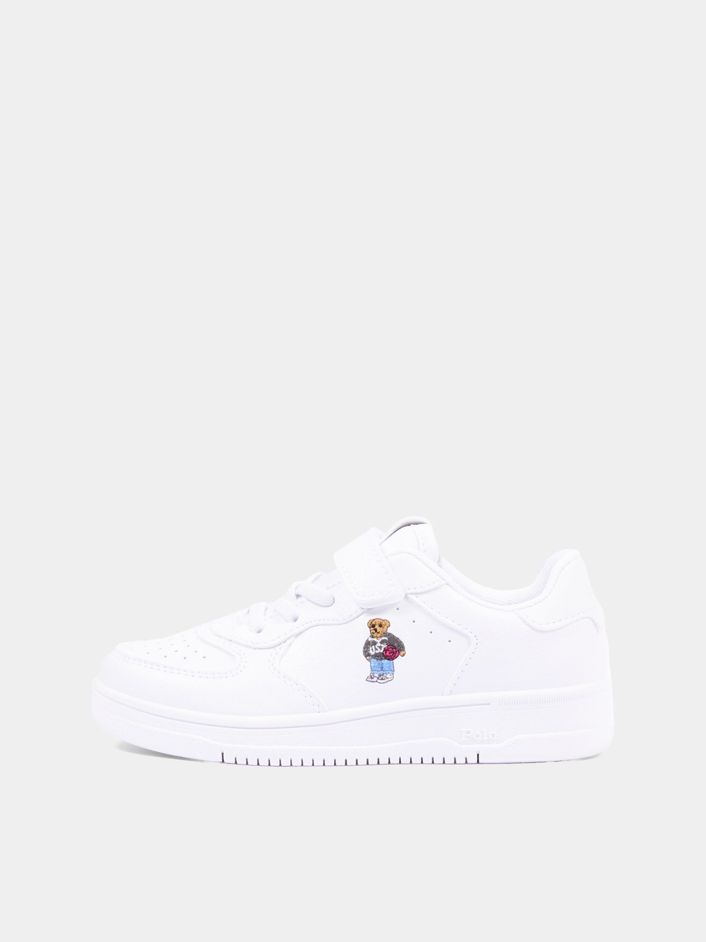 Sneakers bianche per bambini con Polo Bear,Ralph Lauren Kids,RL05011101