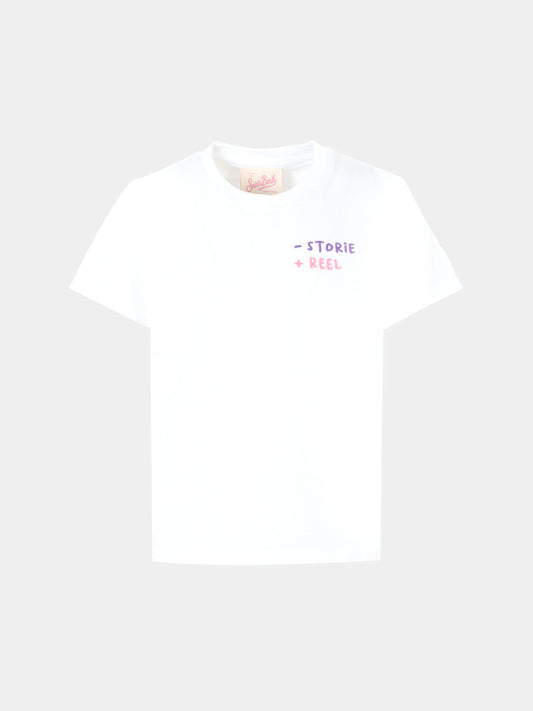 T-shirt bianca per bambina con scritta,Mc2 Saint Barth,ELLY001 03330H