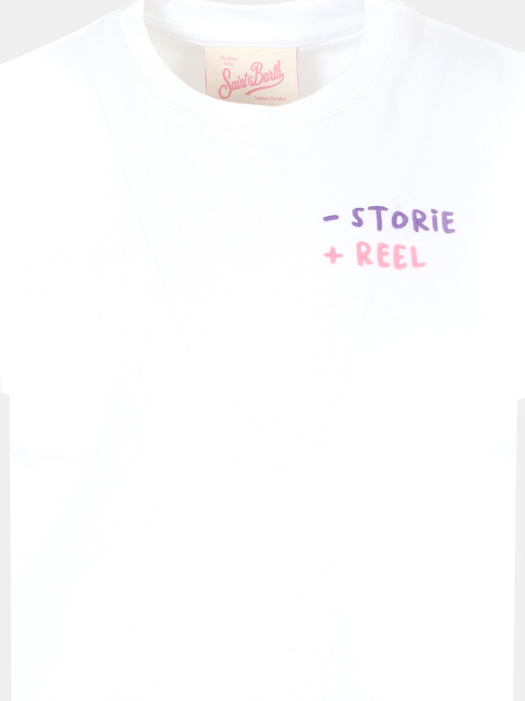 T-shirt bianca per bambina con scritta,Mc2 Saint Barth,ELLY001 03330H