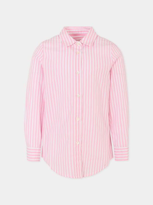 Camicia rosa per bambina con logo verde,Mc2 Saint Barth,BRIG003 03863H