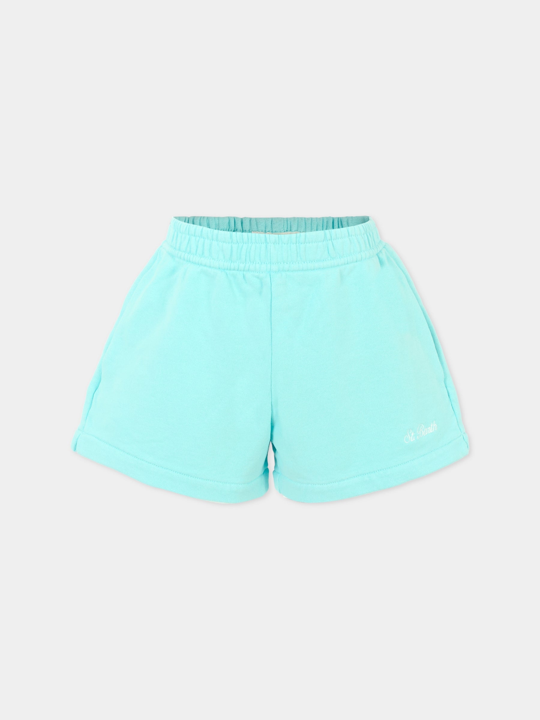 Shorts celesti per bambina con logo bianco,Mc2 Saint Barth,CATE0002 00769F
