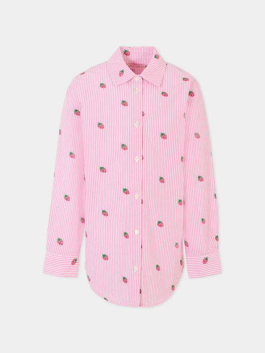 Camicia rosa per bambina con fragole,Mc2 Saint Barth,BRIG003 01430H