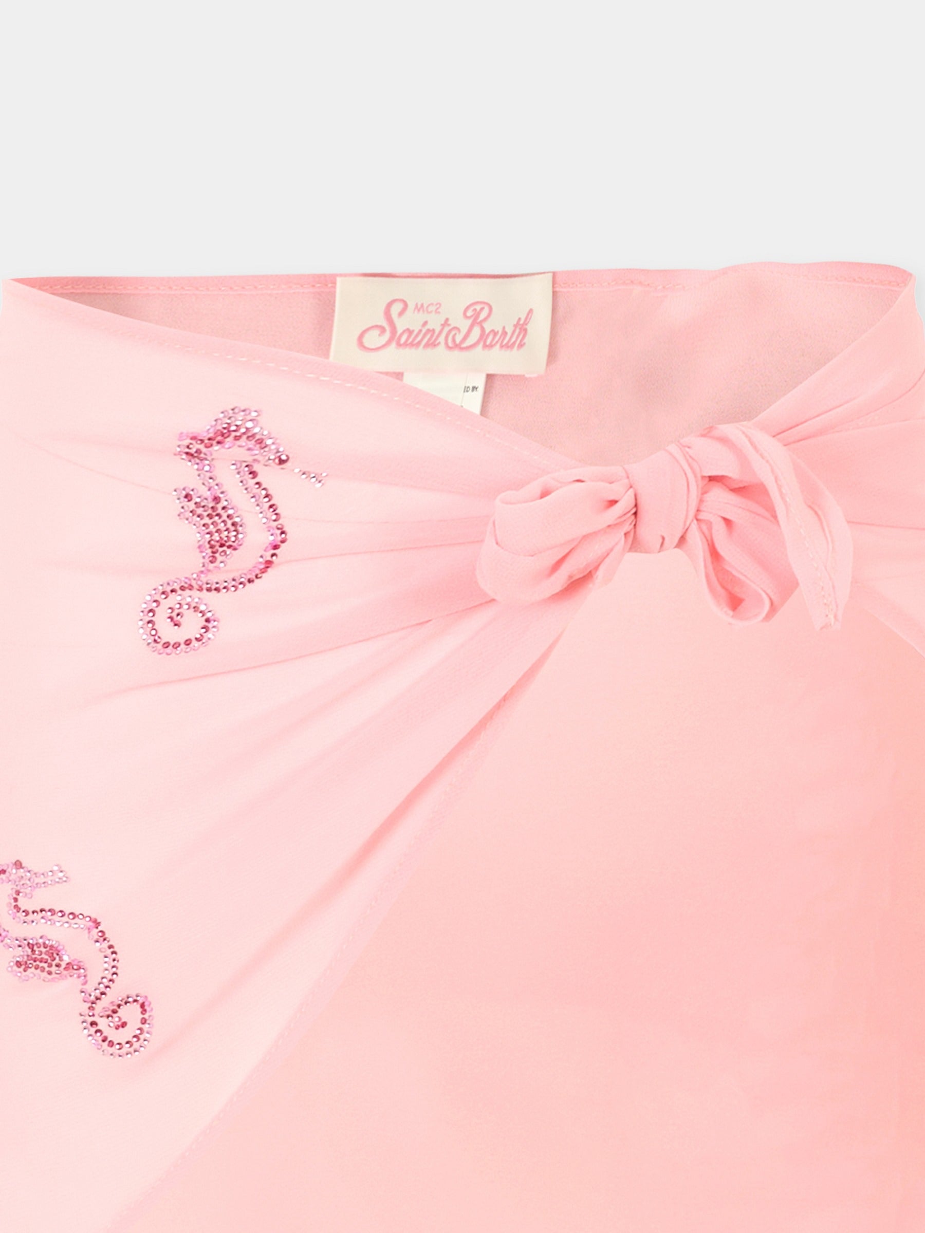 Copricostume rosa per bambina xon cavallucci marini,Mc2 Saint Barth,SER0003 04827H