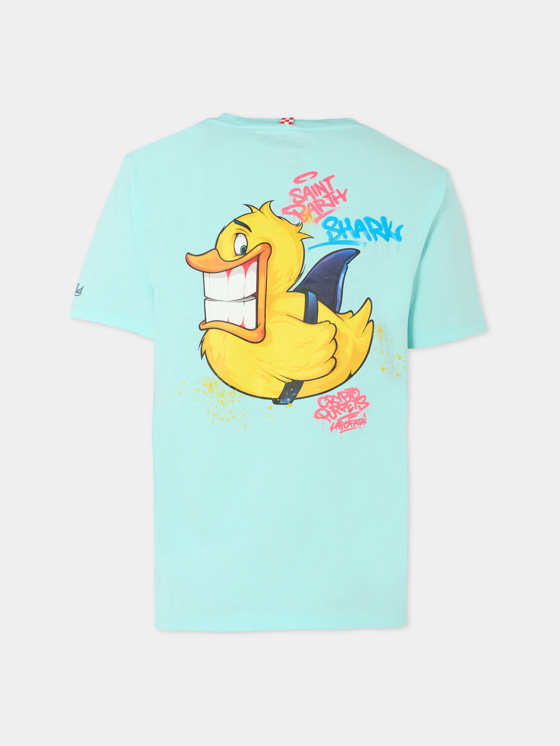 T-shirt celeste per neonato con stampa papera Crypto Puppets,Mc2 Saint Barth,POT0002 06130D