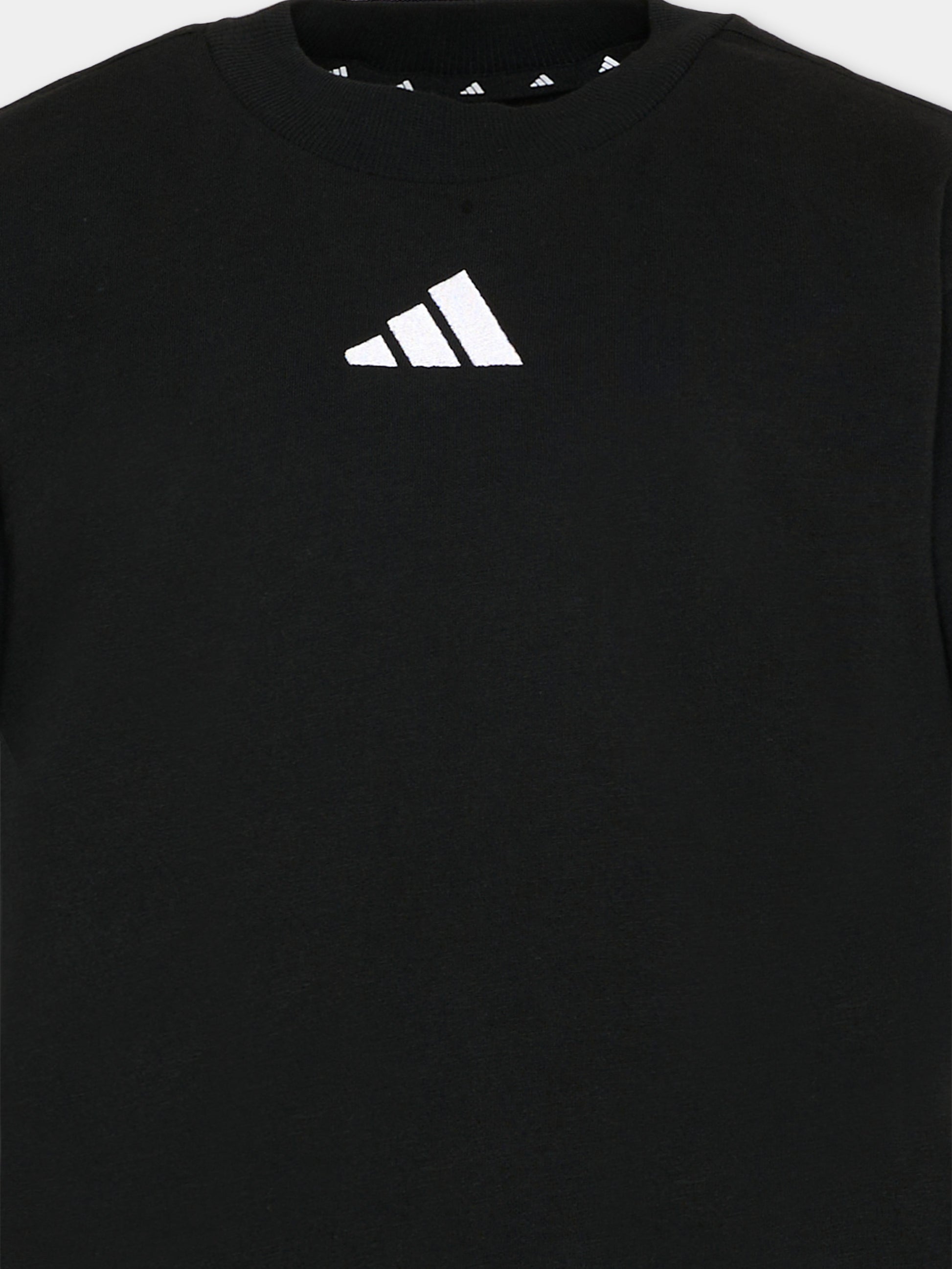 T-Shirt nera per bambini con logo,Adidas,JE0317