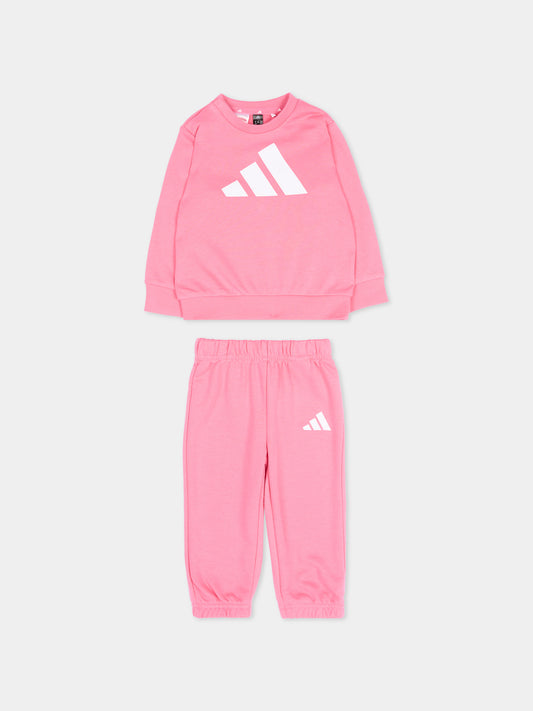 Completo sportivo rosa per neonata con logo,Adidas,JW2462