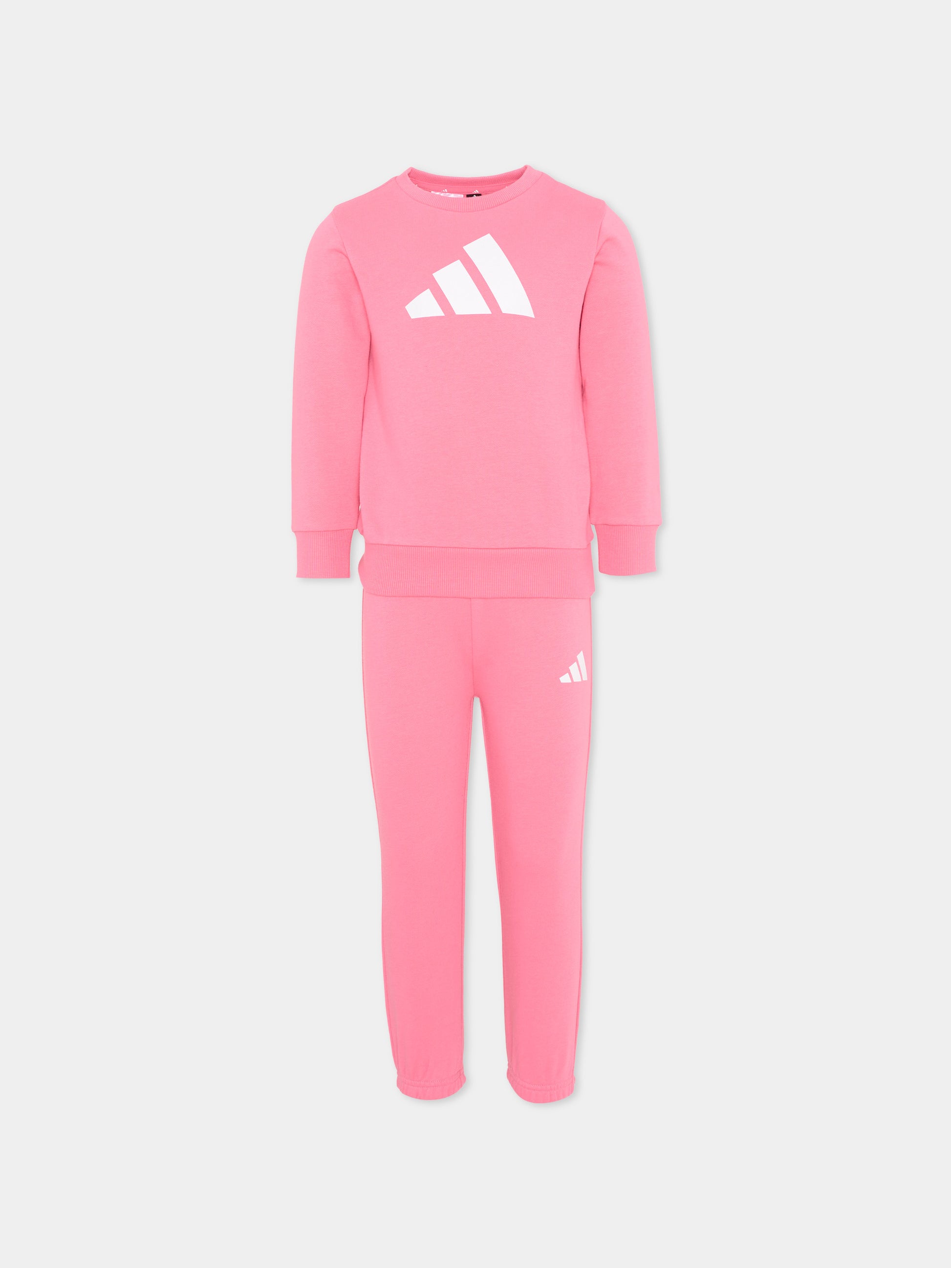 Completo sportivo rosa per bambina con logo,Adidas,JW2462