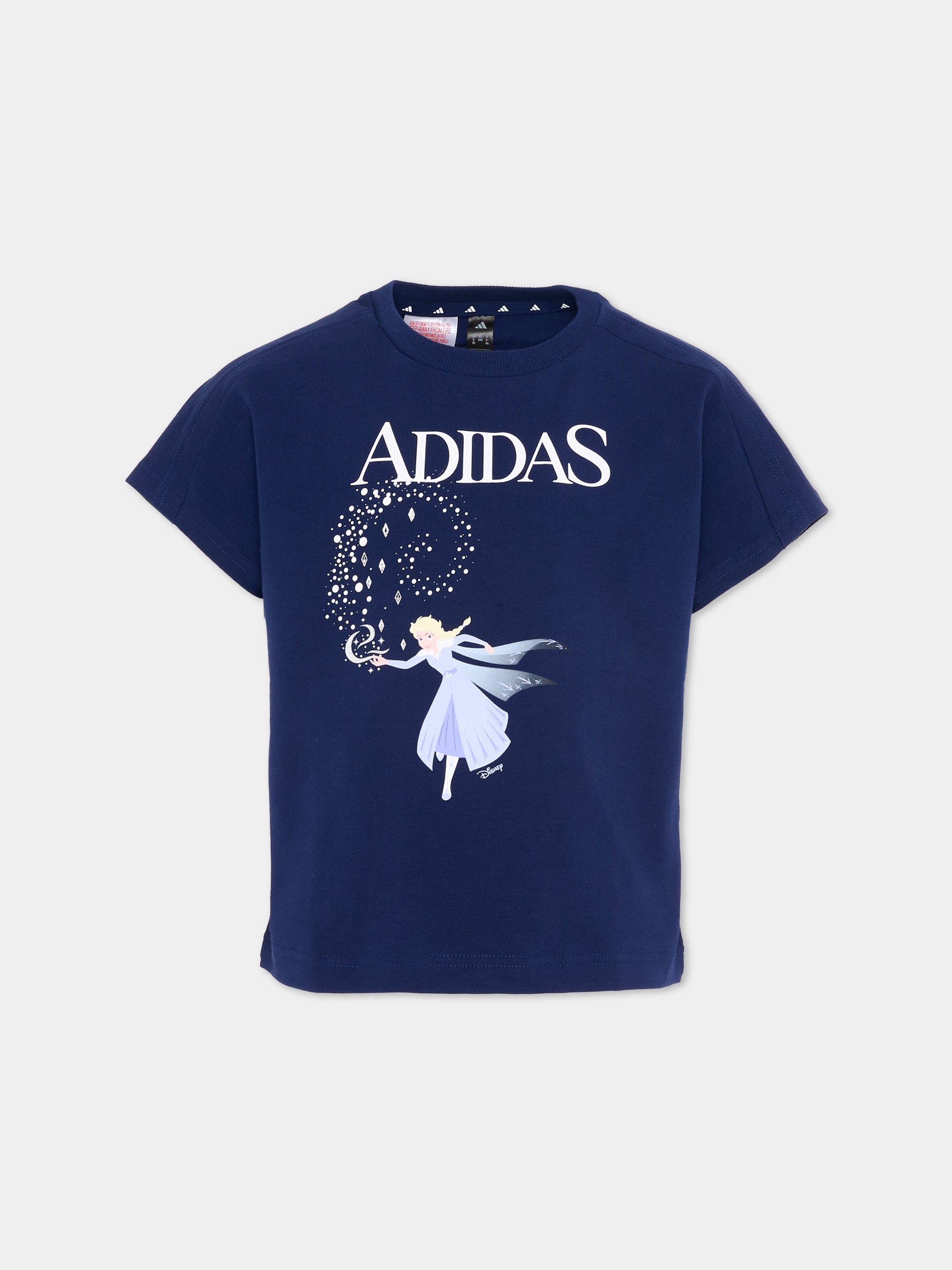 T-Shirt blu per bambina con Frozen,Adidas,JZ7664