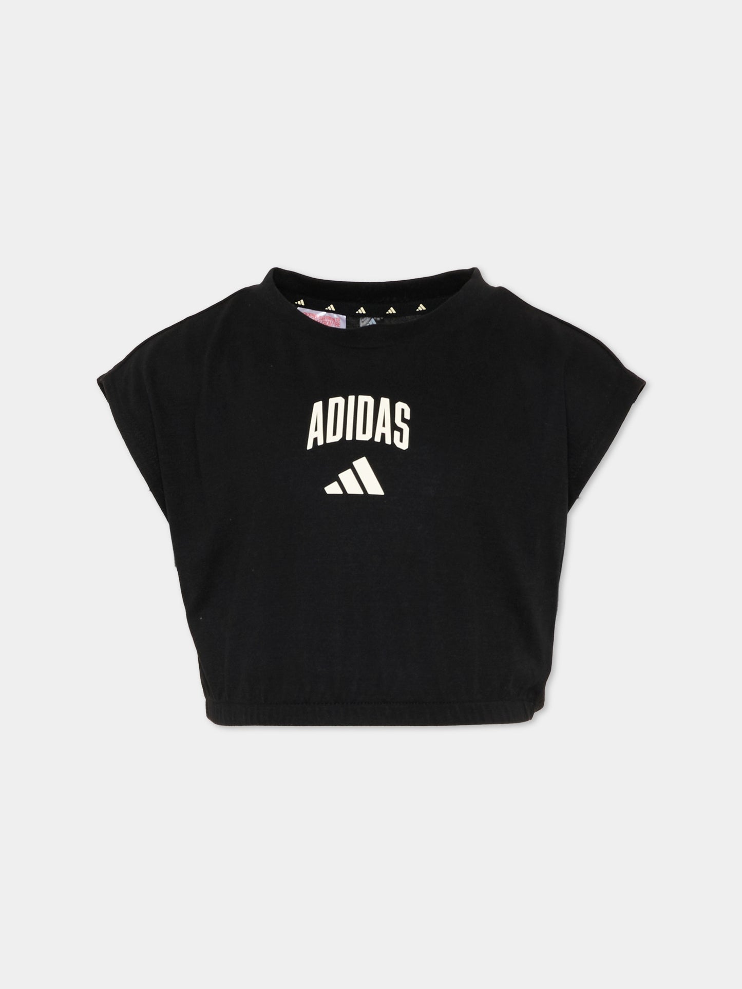 T-Shirt nera per bambina con logo,Adidas,KC4590