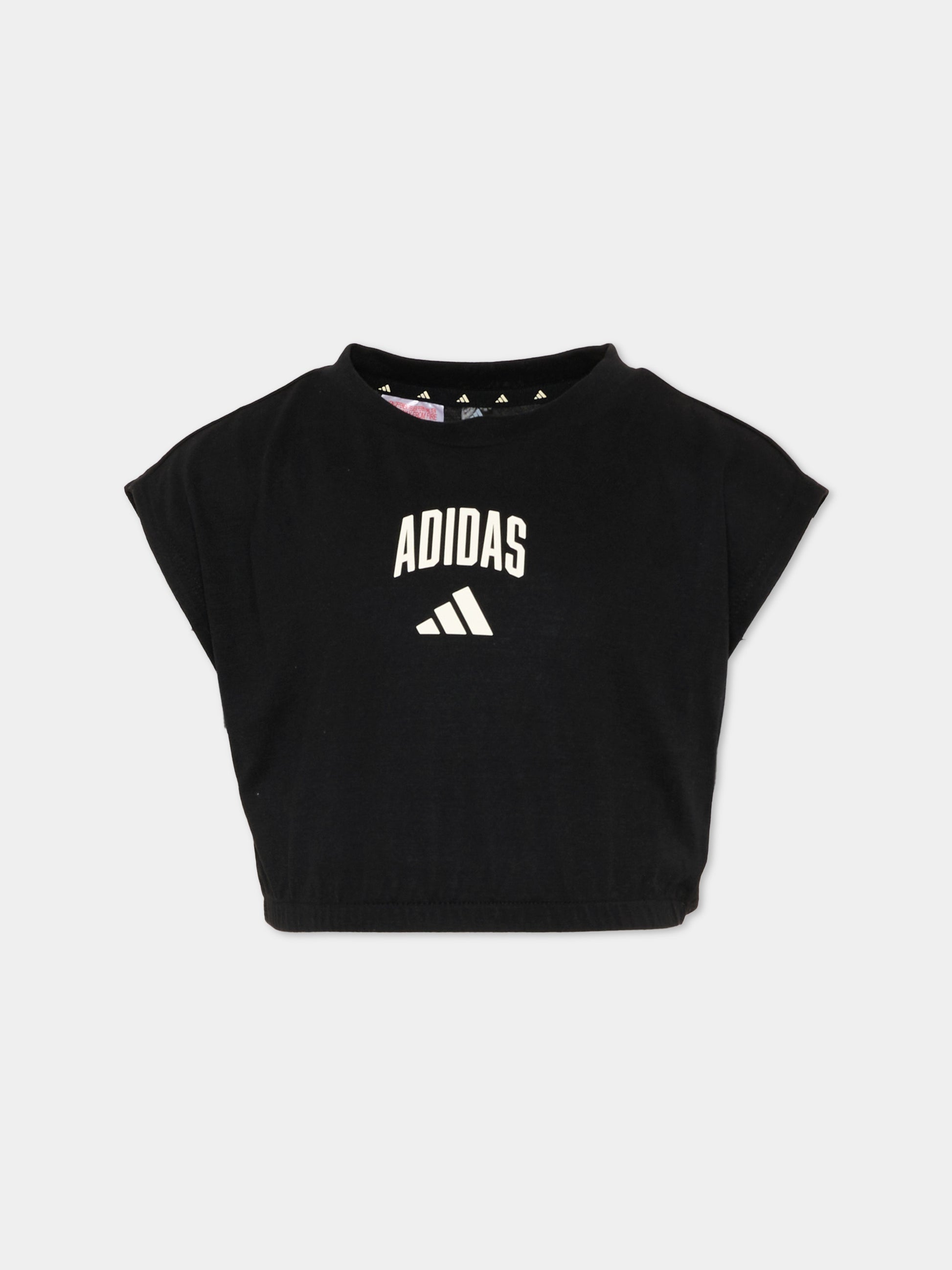 T-Shirt nera per bambina con logo,Adidas,KC4590