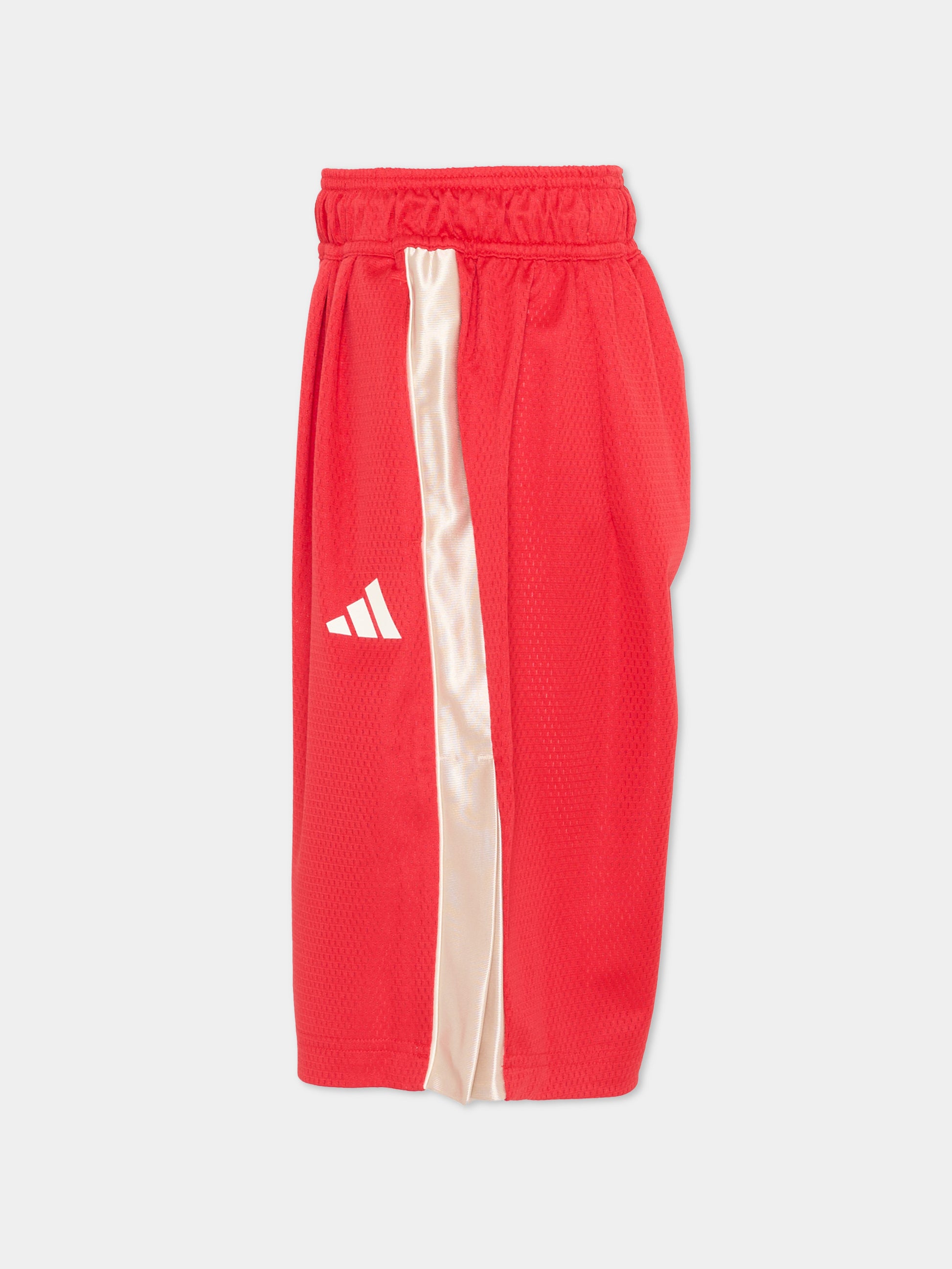 Shorts sportivi rossi per bambino con logo,Adidas,KD3409