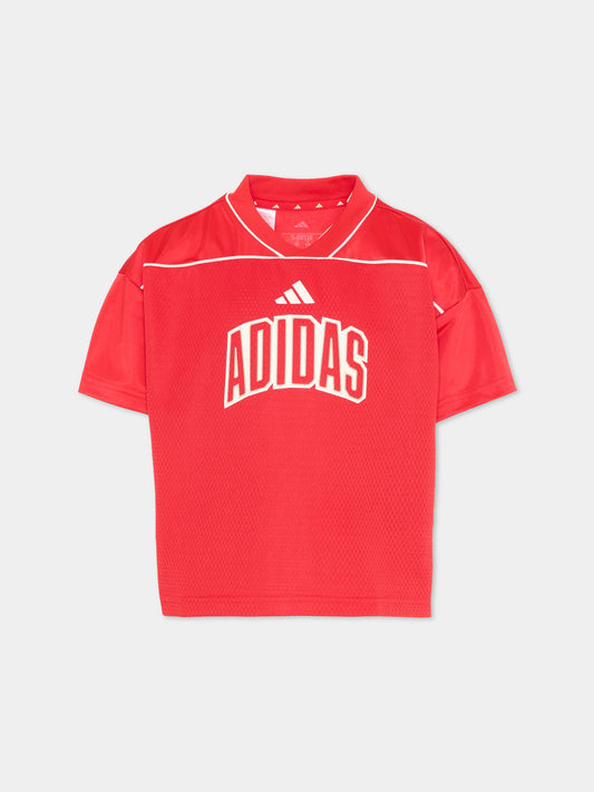 T-shirt rossa per bambino con logo,Adidas,KD3426