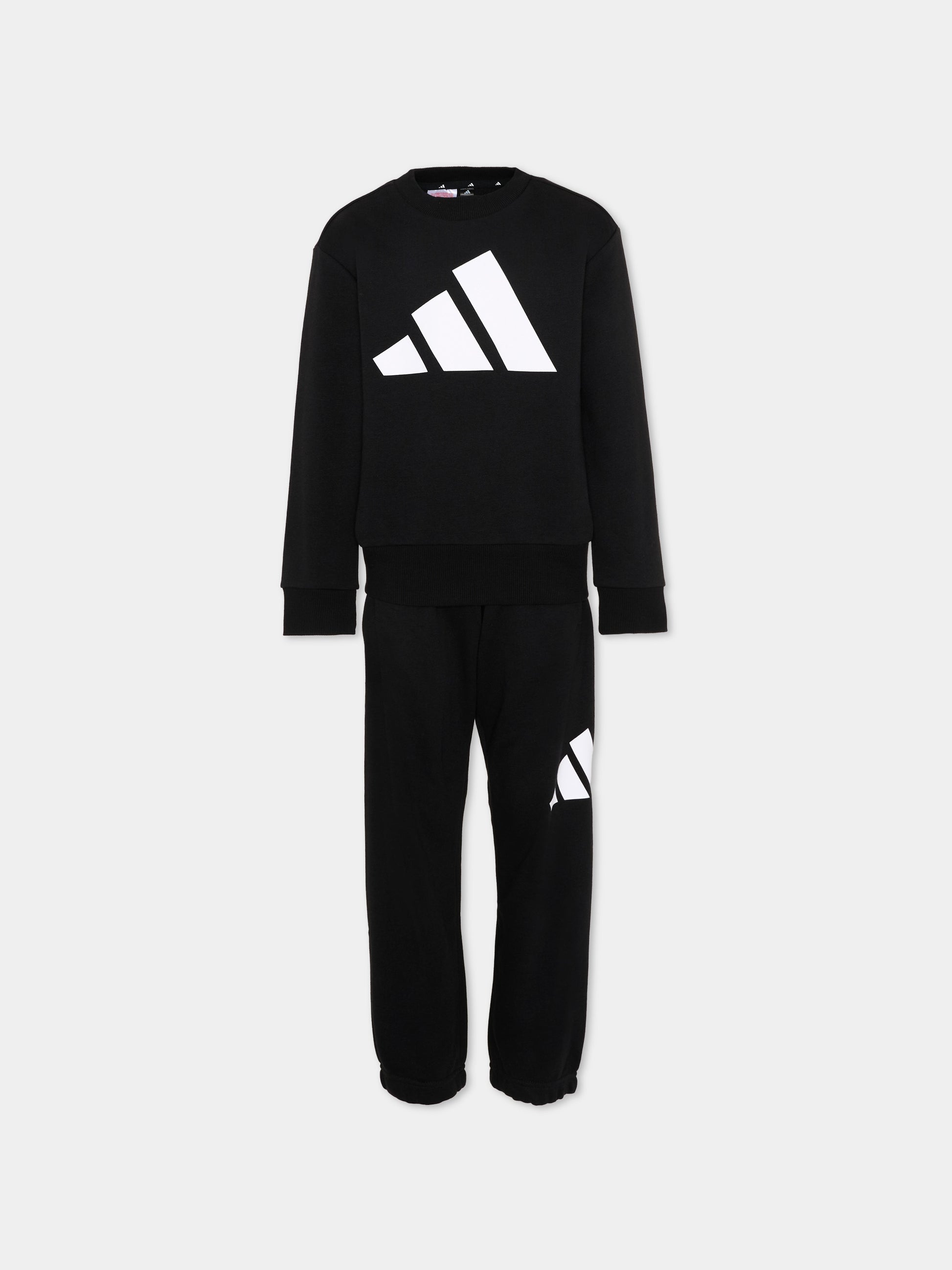 Completo sportivo nero per bambini con logo,Adidas,KE1227