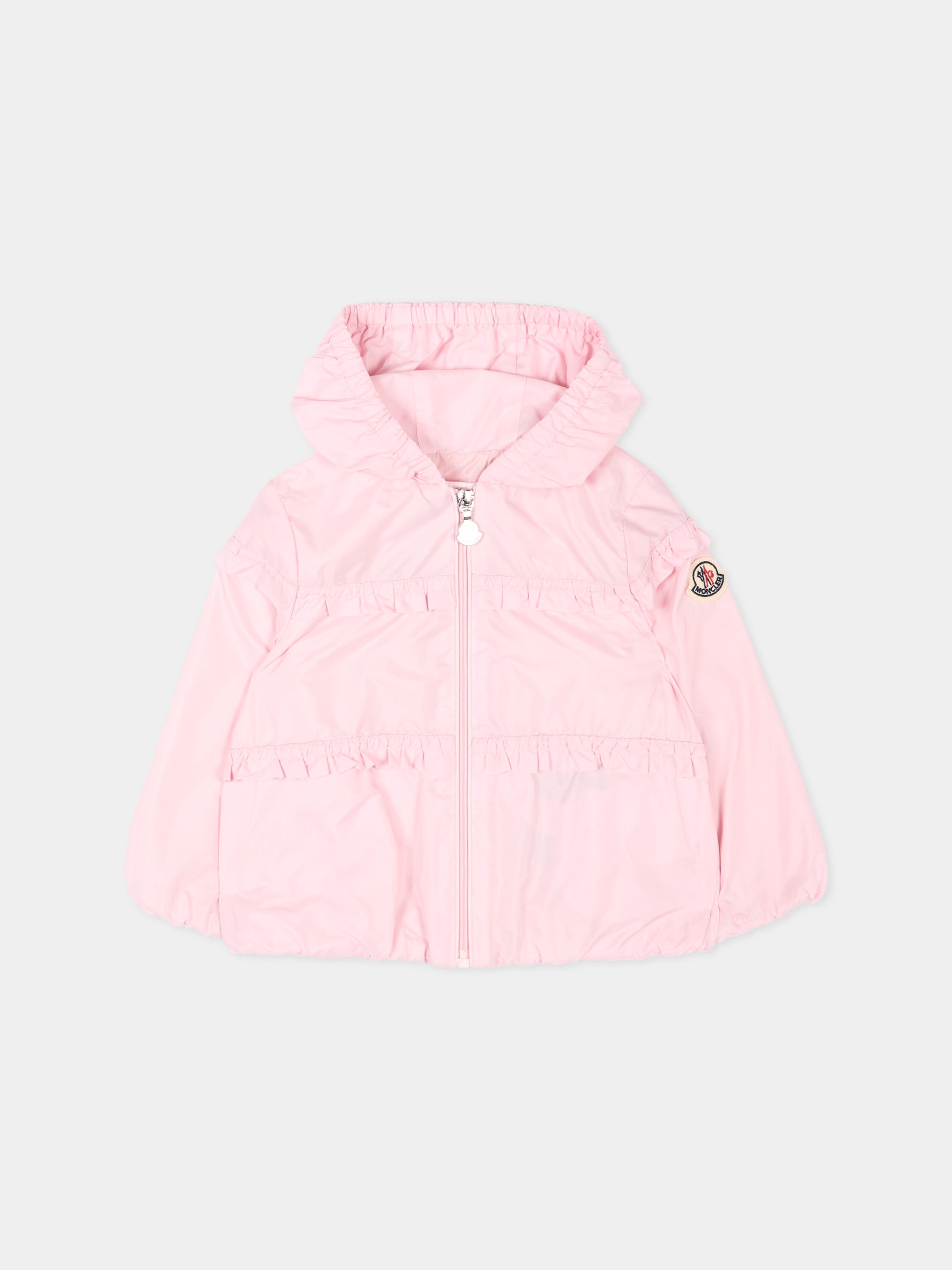 Giacca a vento rosa Hiti per neonata con logo,Moncler Kids,L1951 1A00031 53A5E 506