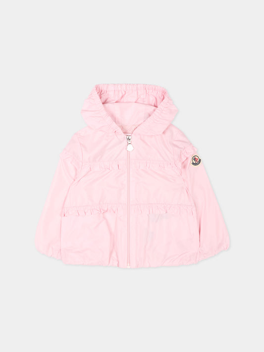 Giacca a vento rosa Hiti per neonata con logo,Moncler Kids,L1951 1A00031 53A5E 506