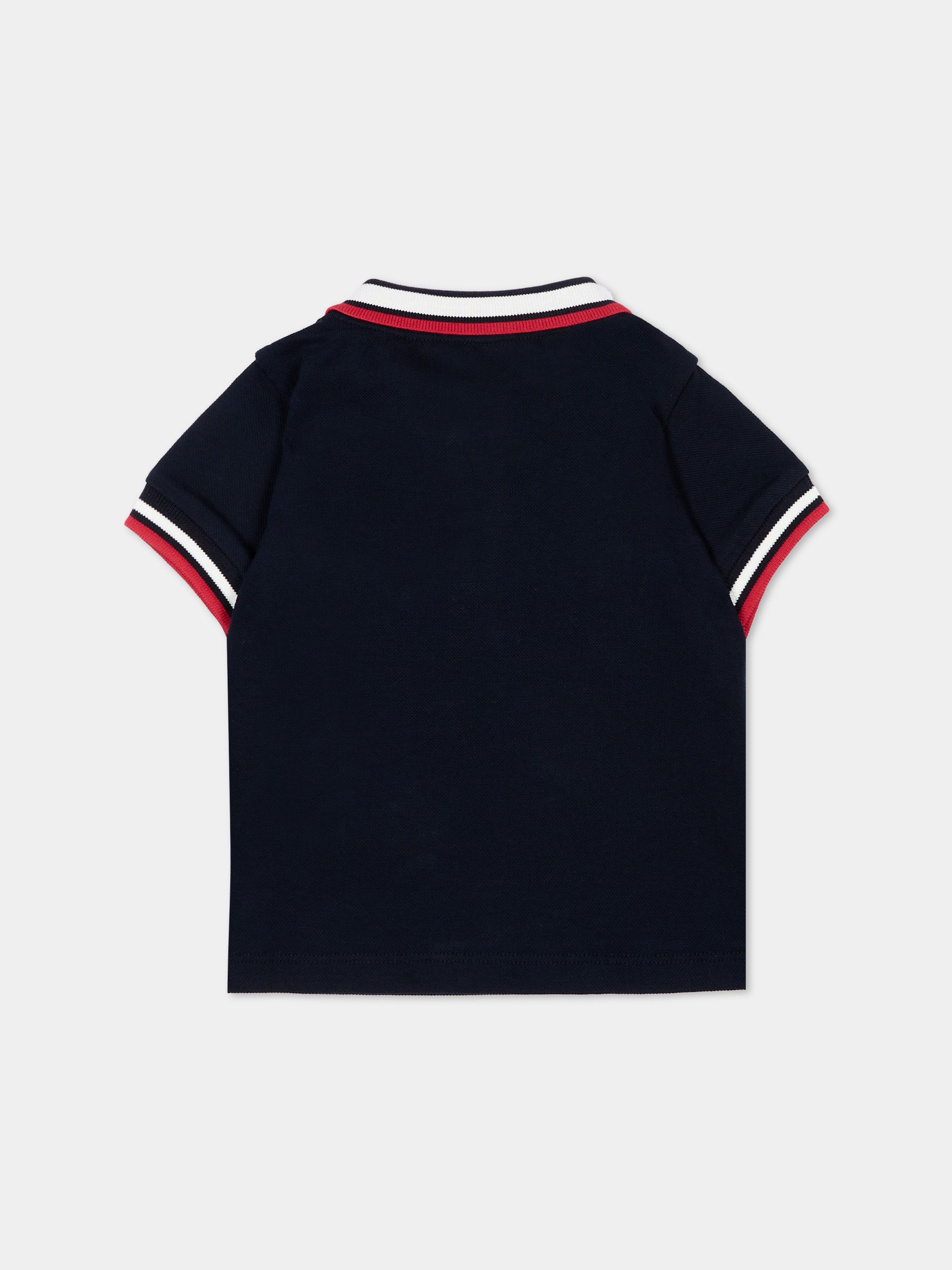 Polo blu per neonati con logo,Moncler Kids,L1951 8A00002 8496F 778