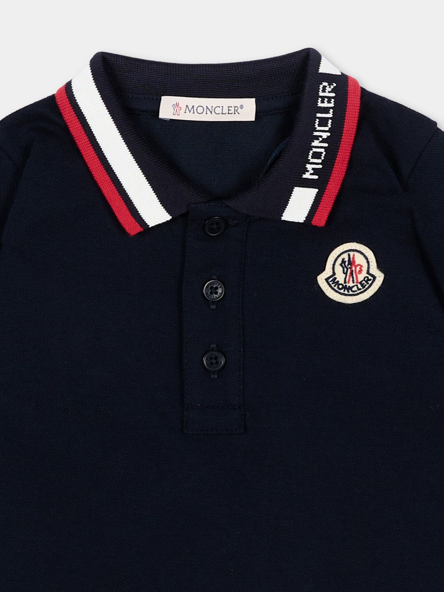 Polo blu per neonati con logo,Moncler Kids,L1951 8A00002 8496F 778