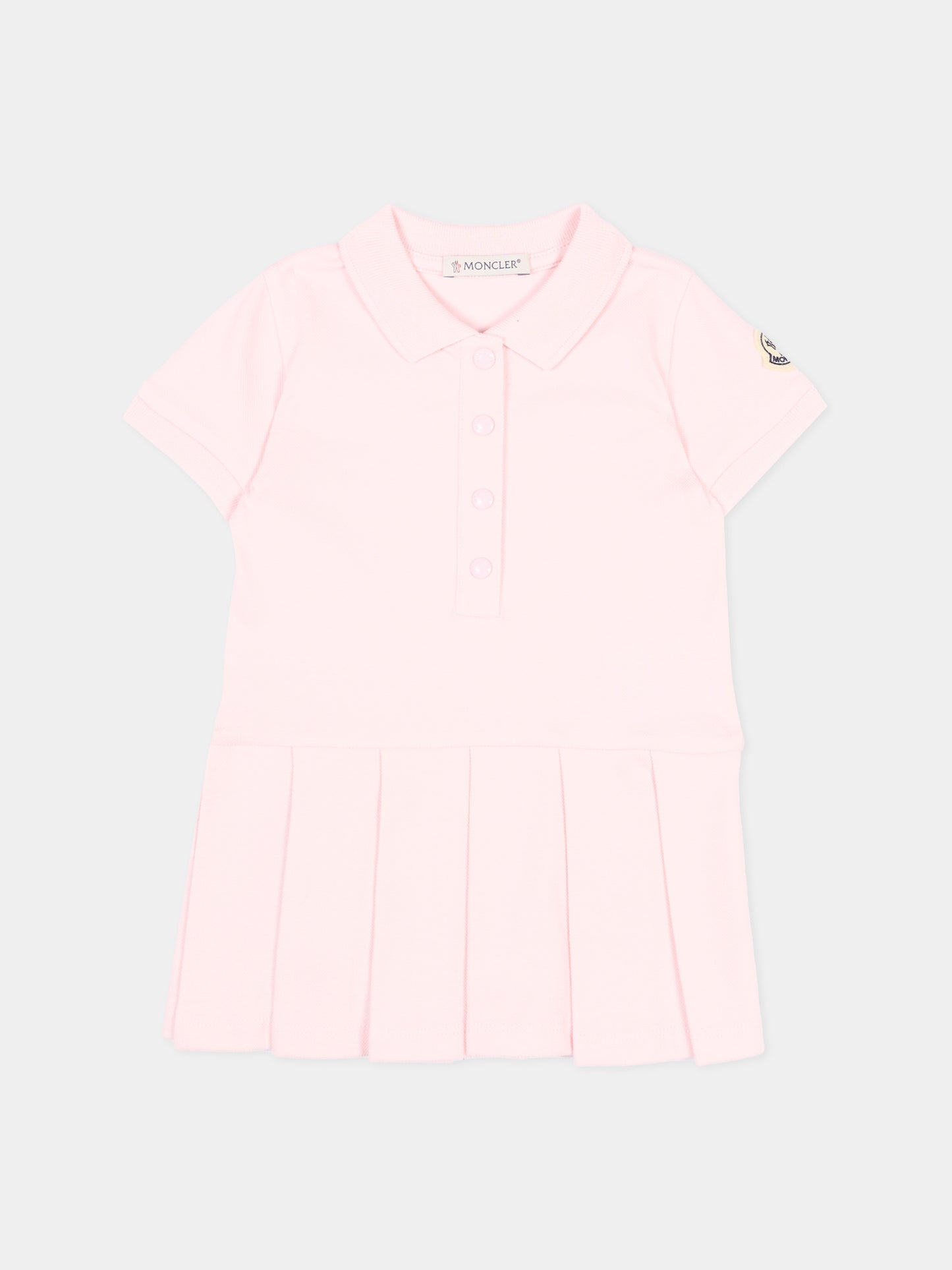 Vestito rosa per neonata con logo,Moncler Kids,L1951 8I00008 8496F 505