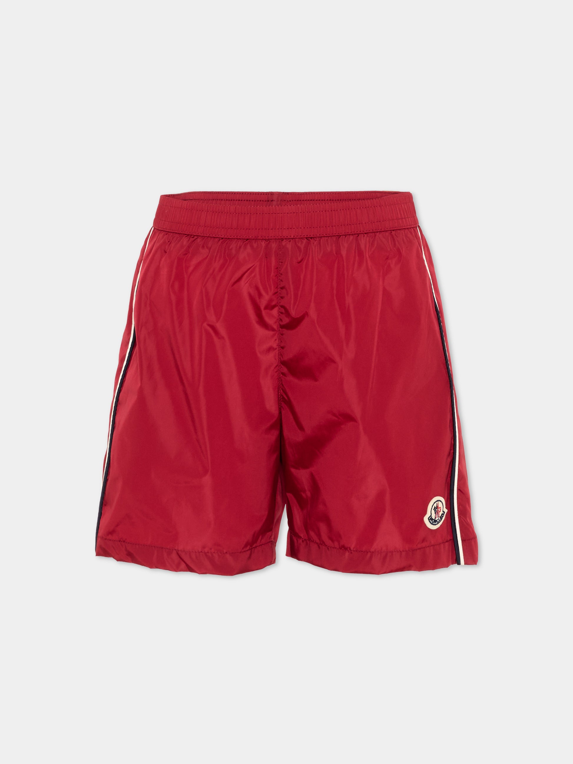 Boxer mare rosso per bambino con logo,Moncler Kids,L1954 2C00005 53326 439