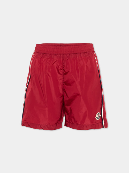 Boxer mare rosso per bambino con logo,Moncler Kids,L1954 2C00005 53326 439