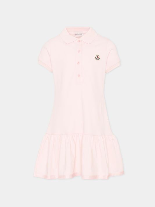 Vestito rosa polo per bambina con logo,Moncler Kids,L1954 8I00014 8496F 503