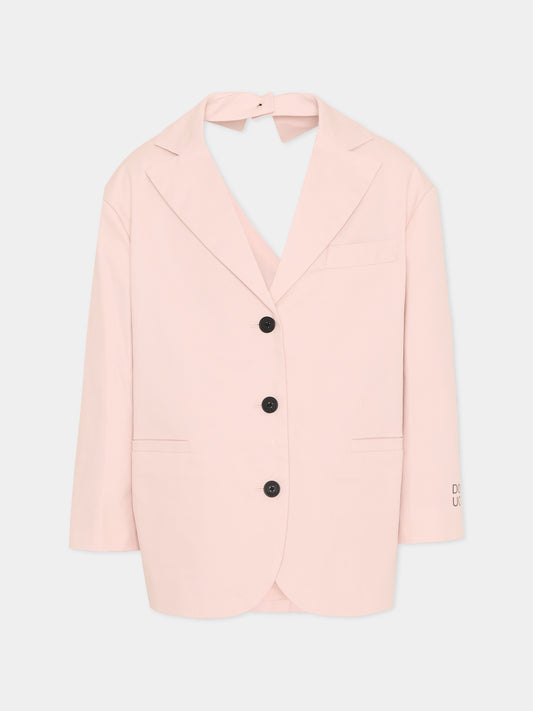 Giacca rosa per bambina con maxi fiocco,Douuod Kids,DY2A04-G0197 504