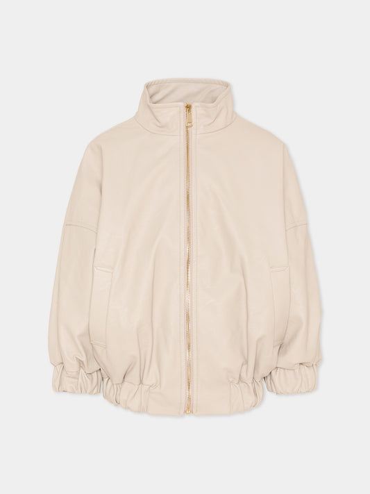 Bomber beige per bambina con logo,Douuod Kids,DY2P57-H0076 108