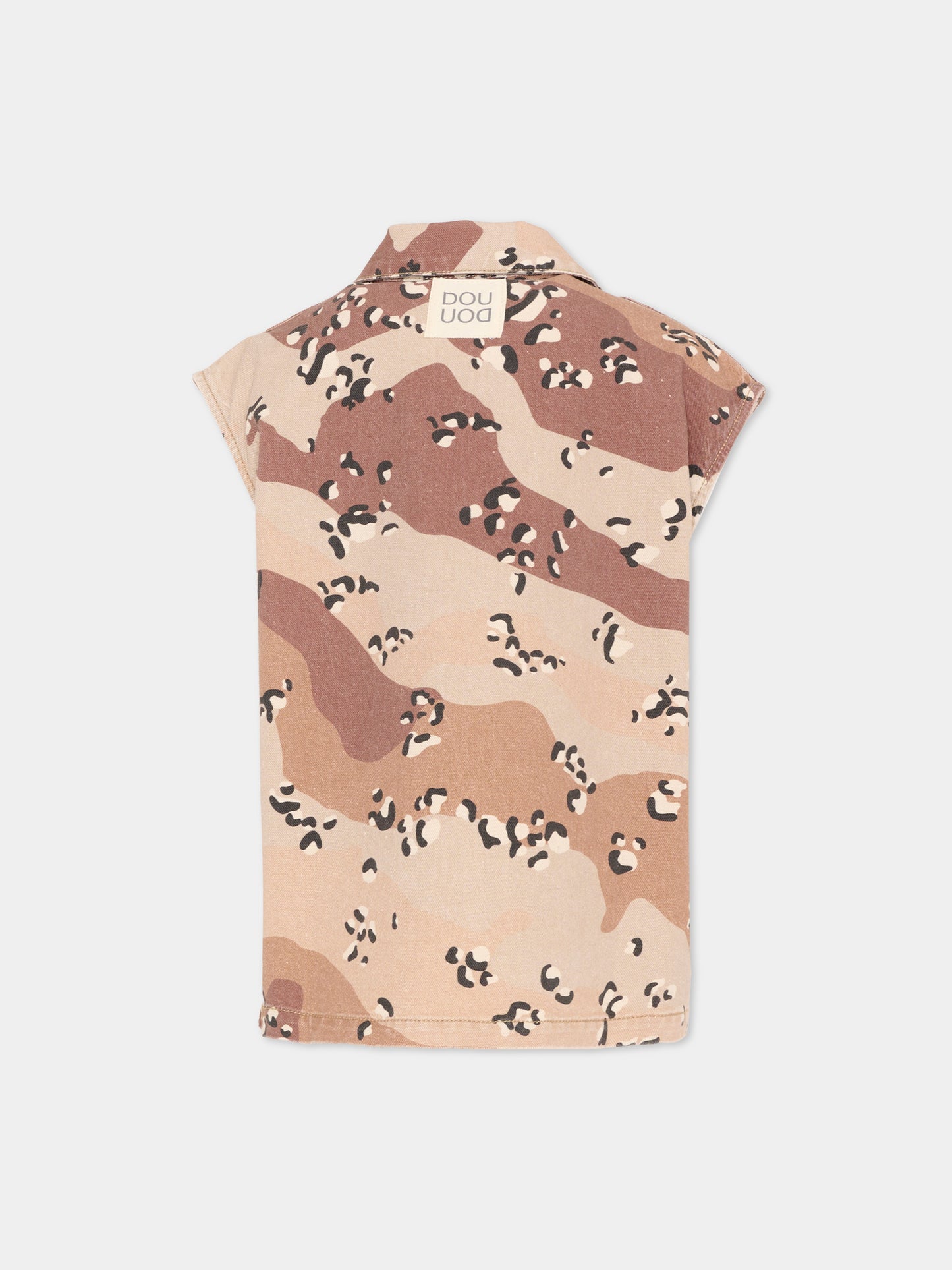 Gilet beige camouflage per bambina,Douuod Kids,DY2Q12-Z3843 108MA